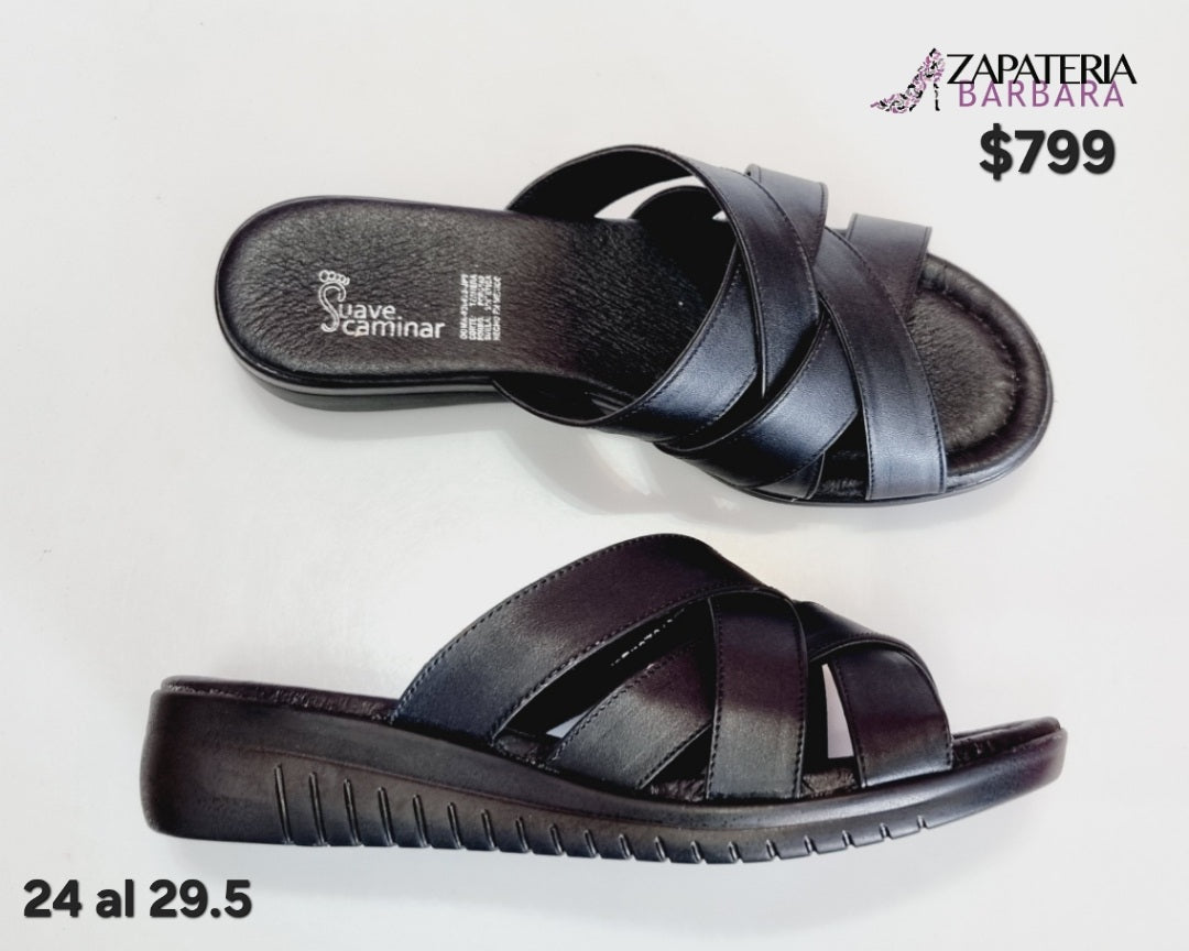 SANDALIA 6702 SUAVE CAMINAR ESCOCIA PIEL NEGRO
