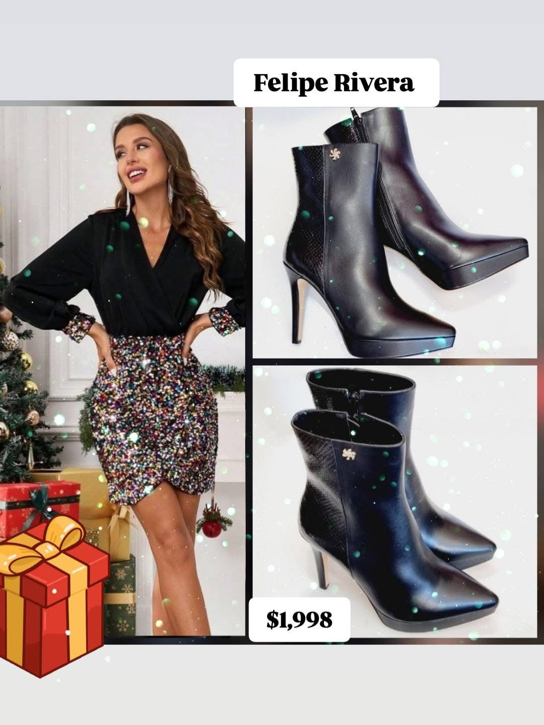 BOTIN FELIPE RIVERA 41100 PIEL NEGRO TACON 10cm