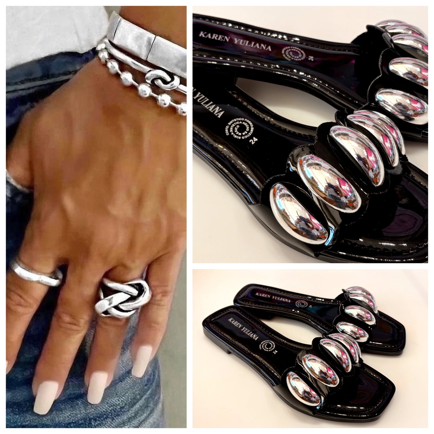 SANDALIA KAREN YULIANA 1014 CH NEGRO/PLATA