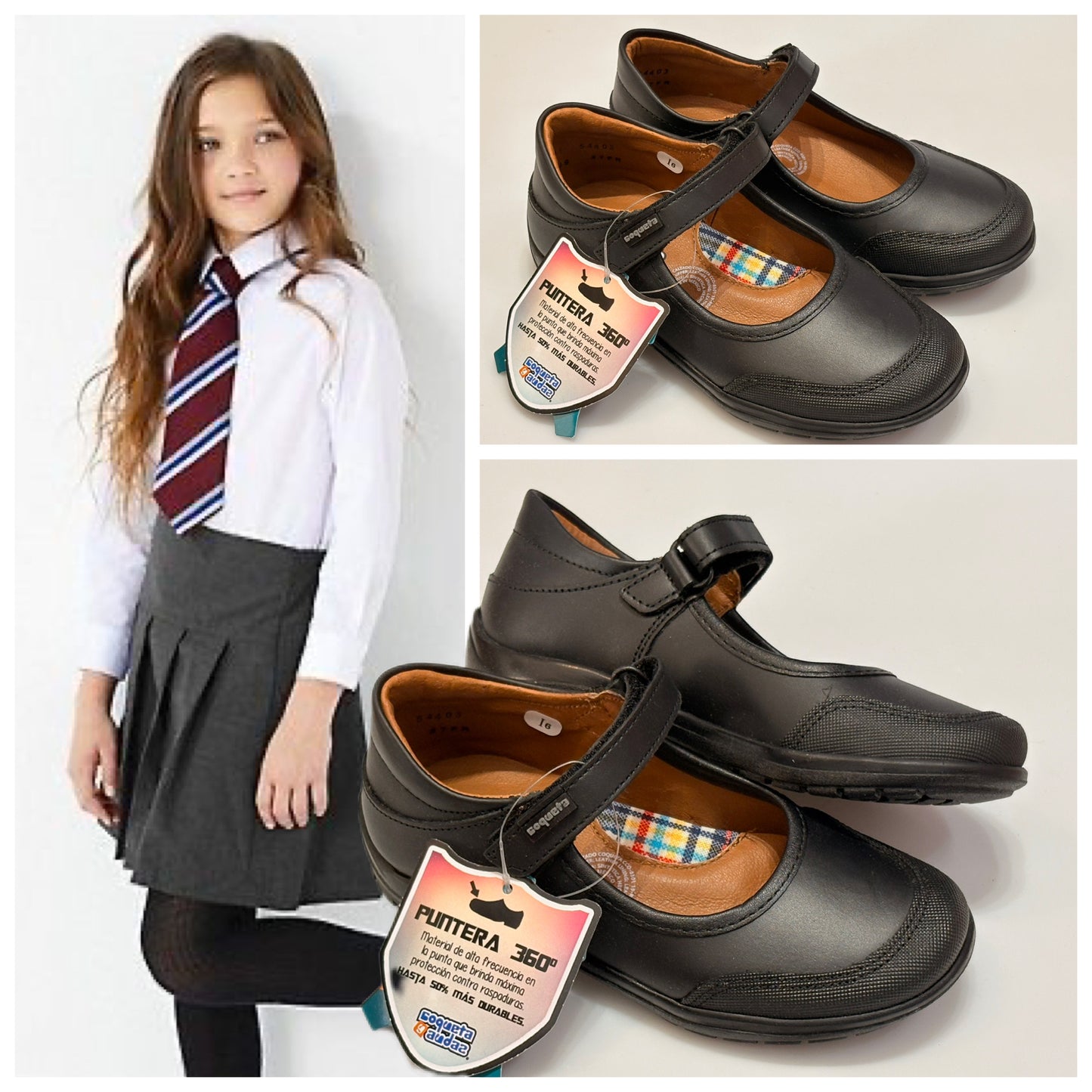 ZAPATO ESCOLAR COQUETA 54403 NEGRO ANTIRRASPONES