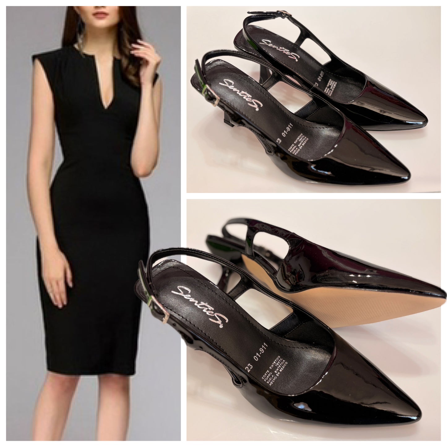 ZAPATILLA PUNTAL 911 SENTIES CHAROL NEGRO