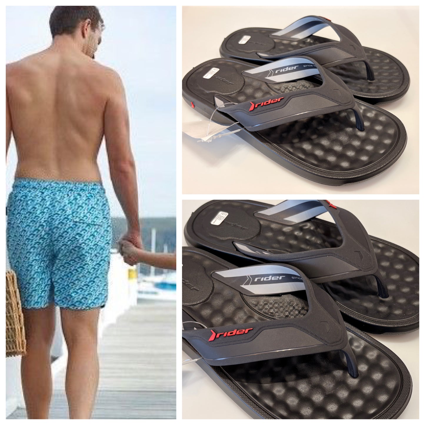 SANDALIA PLAYA CABALLERO 12437 FULL WET GRIS/NEGRO RIDER