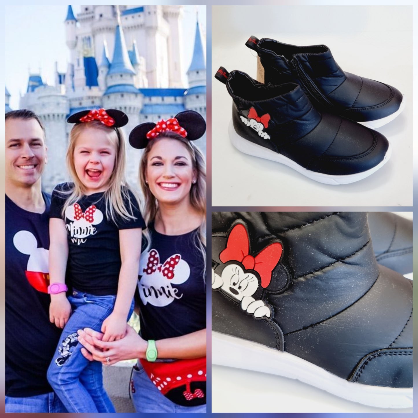TENIS BOTITA MINNIE 15005 DISNEY IMPERMEABLE NEGRO