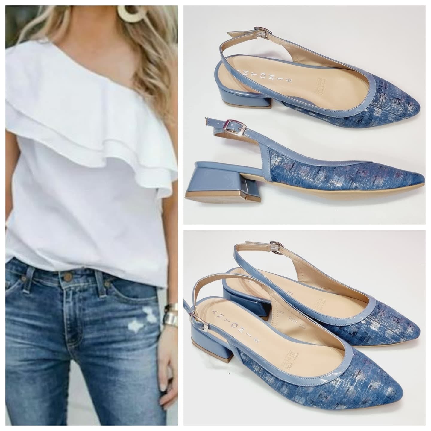 FLAT DESTALONADO ANTONIE 6036 MINI TACON AZUL CIELO