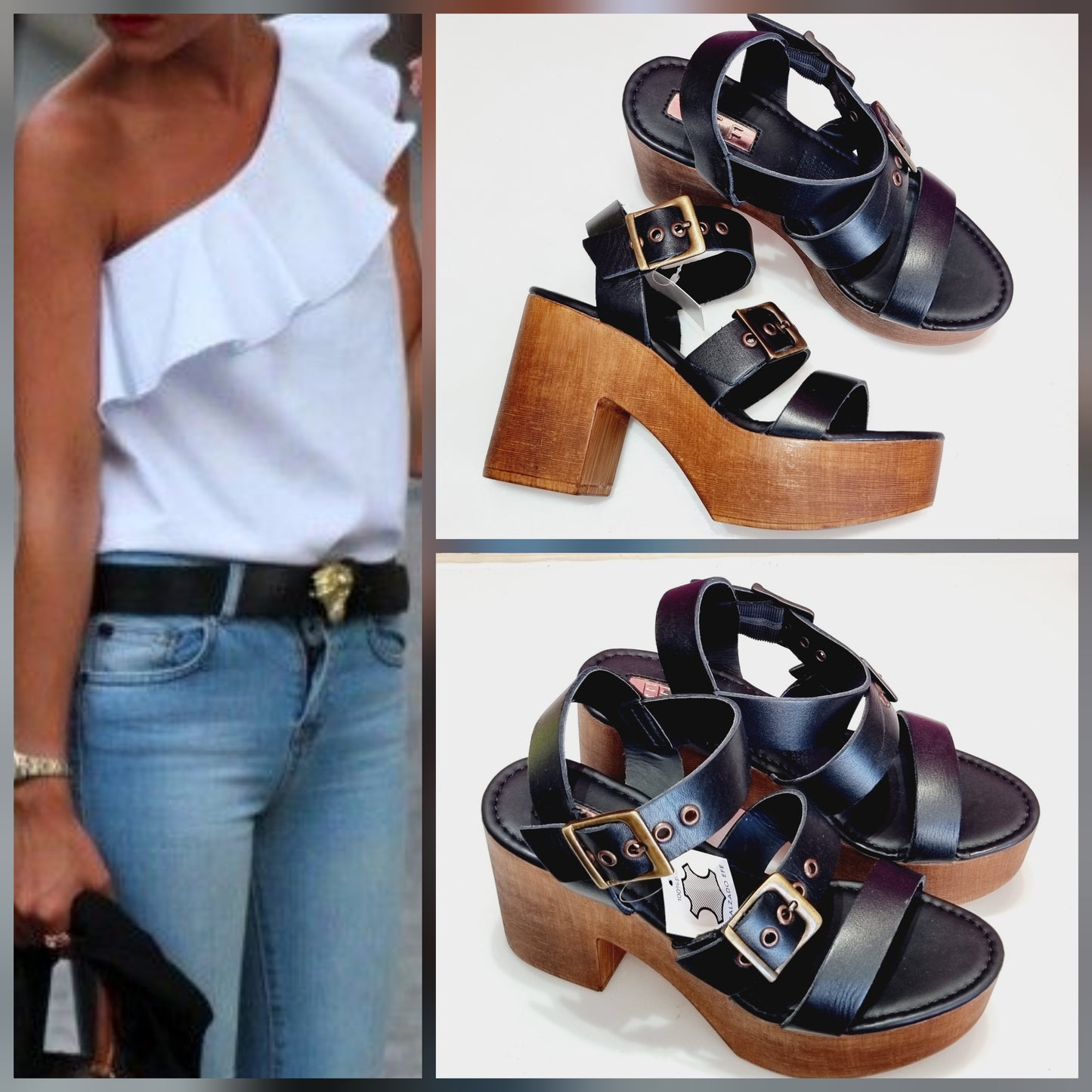 SANDALIA DE PIEL CON TACON 337102 EFE ADELA NEGRO