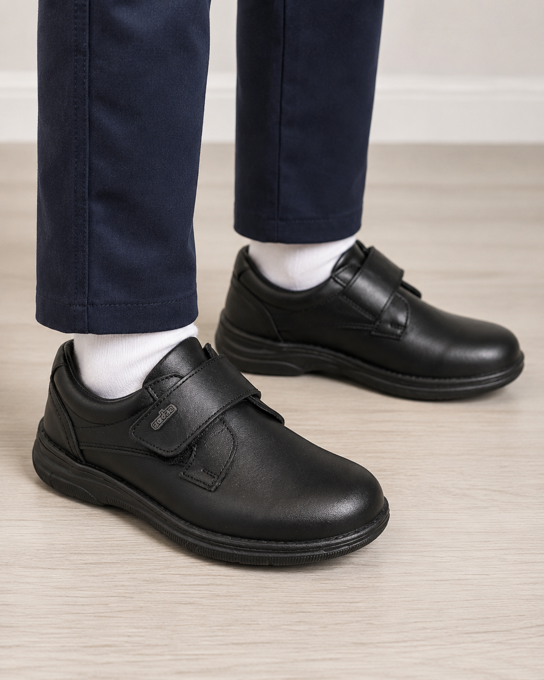 ESCOLAR NIÑO 435504 CLASICO LISO NEGRO VELCRO