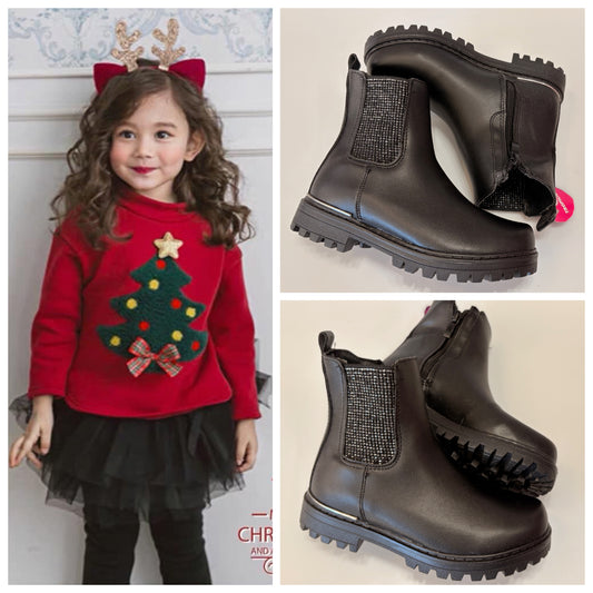 BOTIN PISO 321001 TROPICANA ELASTICO BRILLOS NEGRA