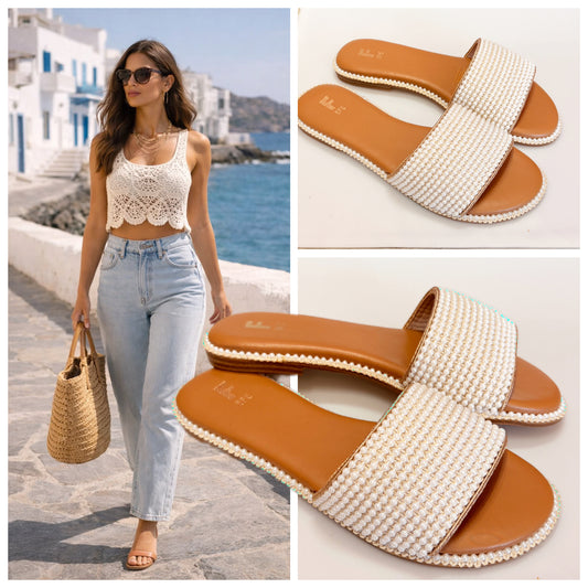 SANDALIA PISO 164601 EFE GETTY BLANCO PERLAS