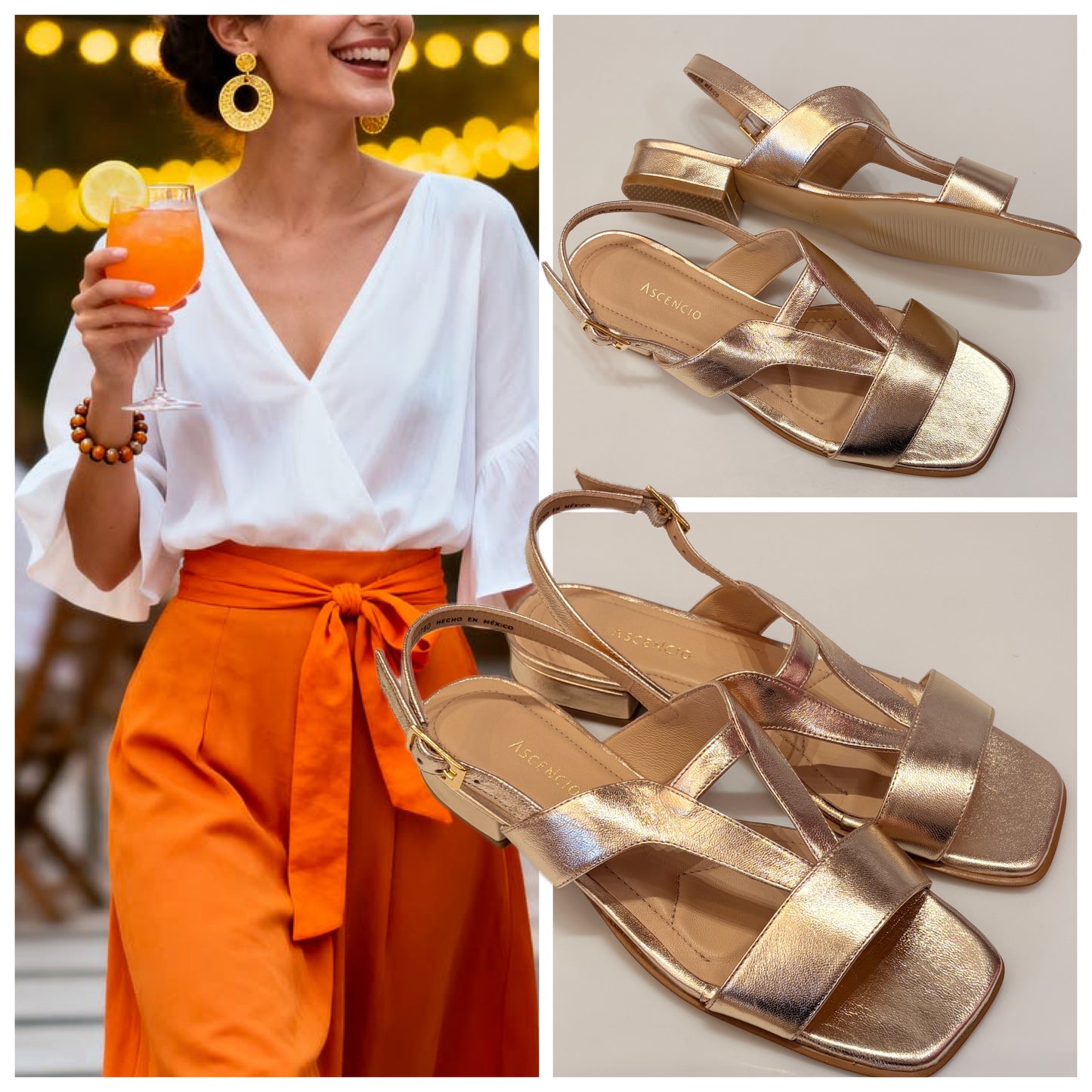 SANDALIA MINI TACON 26243 ASCENCIO PIEL ORO