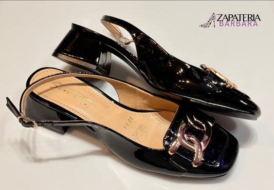 FLAT DESTALONADA 3206 SENTIES CHAROL NEGRO