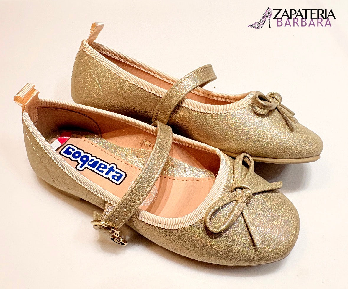 ZAPATO NIÑA 188601 COQUETA BALERINA ORO
