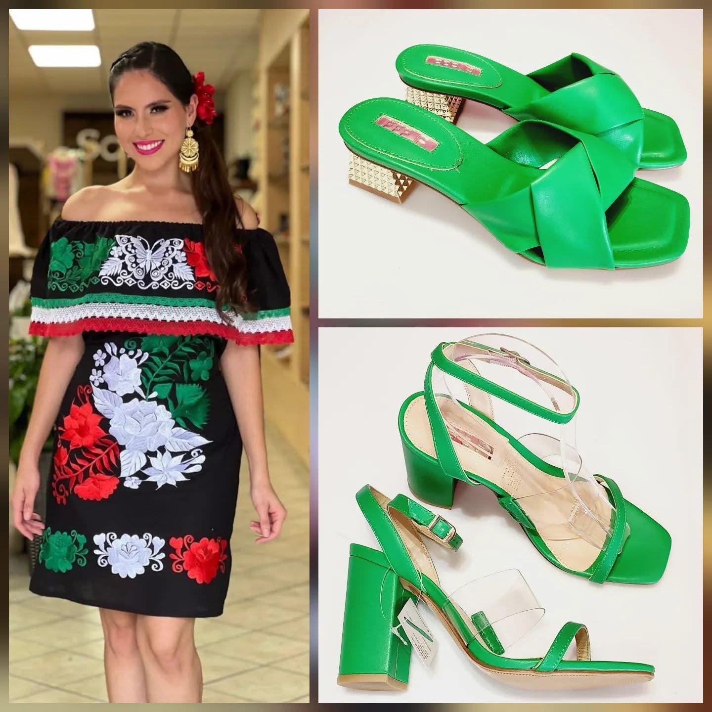 SANDALIA 237403 EFE EGIPTO VERDE TREBOL TACON MINI ORO