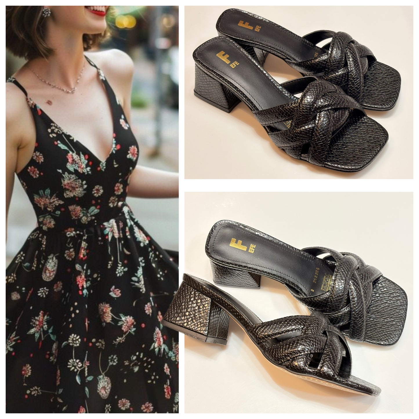 SANDALIA TACON 262205 EFE WAY PIEL COBRA NEGRO