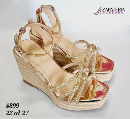 ALPARGATA PLATAFORMA  SENTIES 814 CRISTAL ORO