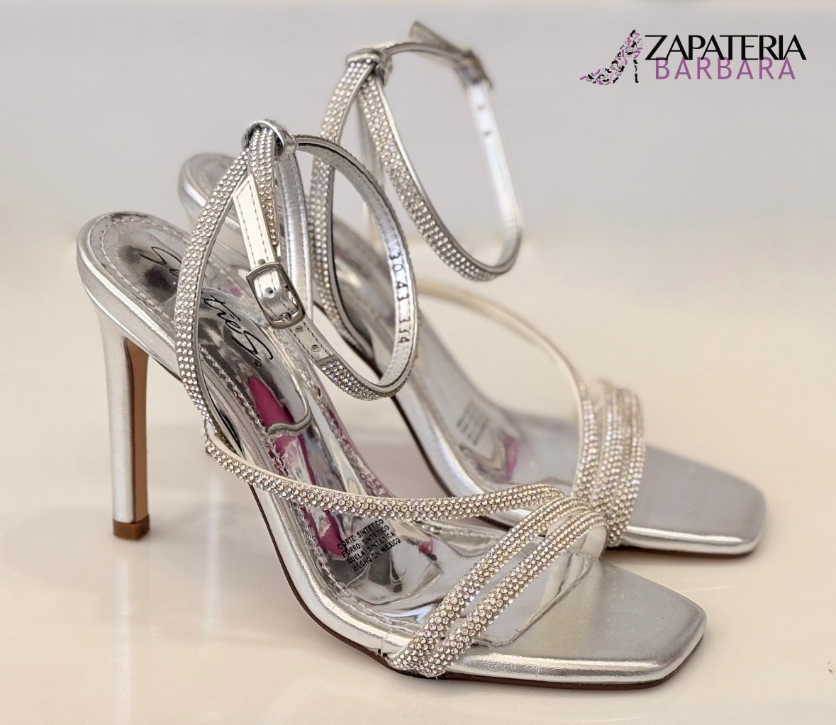 ZAPATILLA SENTIES 334 CRISTALES PLATA