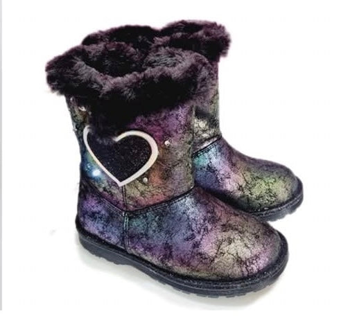 BOTA 93601 COQUETA NEGRO TORNASOL CORAZON CON LUCES