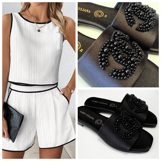 SANDALIA KAREN YULIANA 403 NEGRO BROCHE PIEDRAS