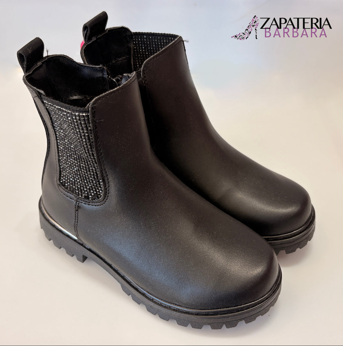 BOTIN PISO 321001 TROPICANA ELASTICO BRILLOS NEGRA