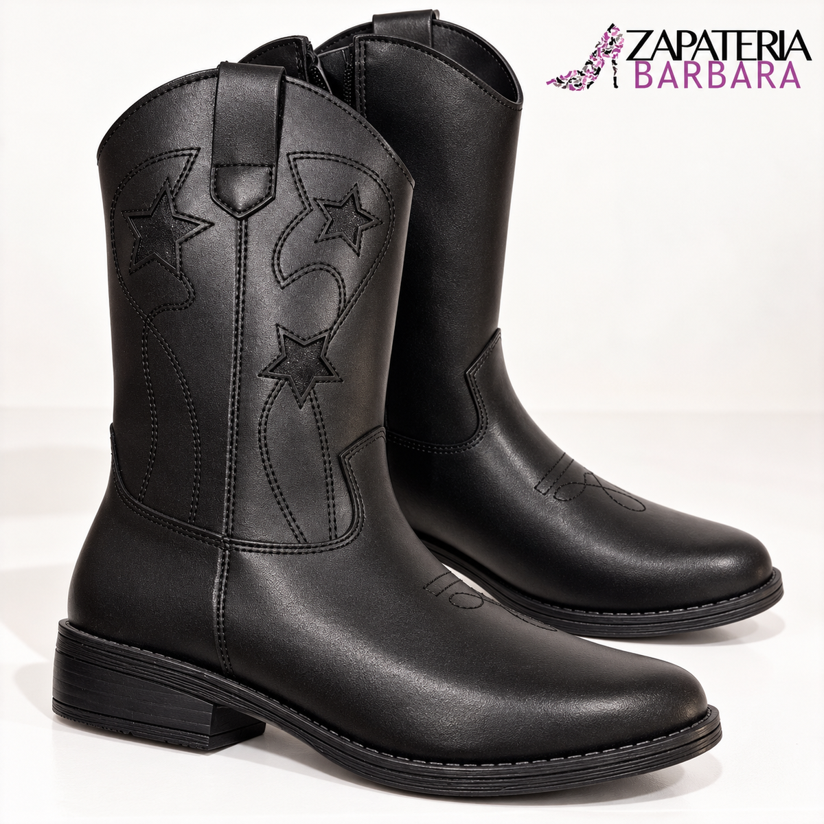 Bota Vaquera 990016 Vavito Niña Estrellas Negra