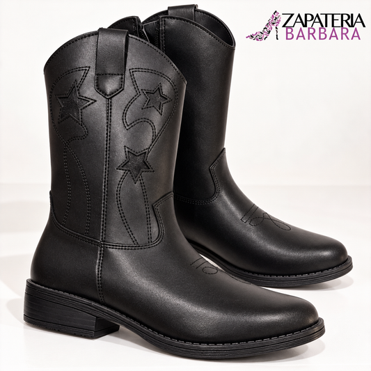 Bota Vaquera 990016 Vavito Niña Estrellas Negra