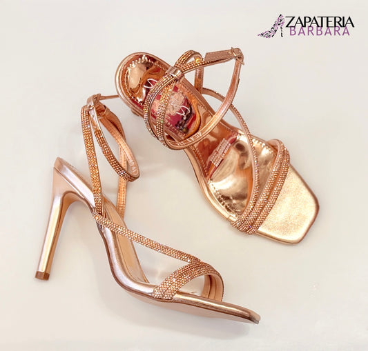 ZAPATILLA SENTIES 334 CRISTALES ORO ROSADO