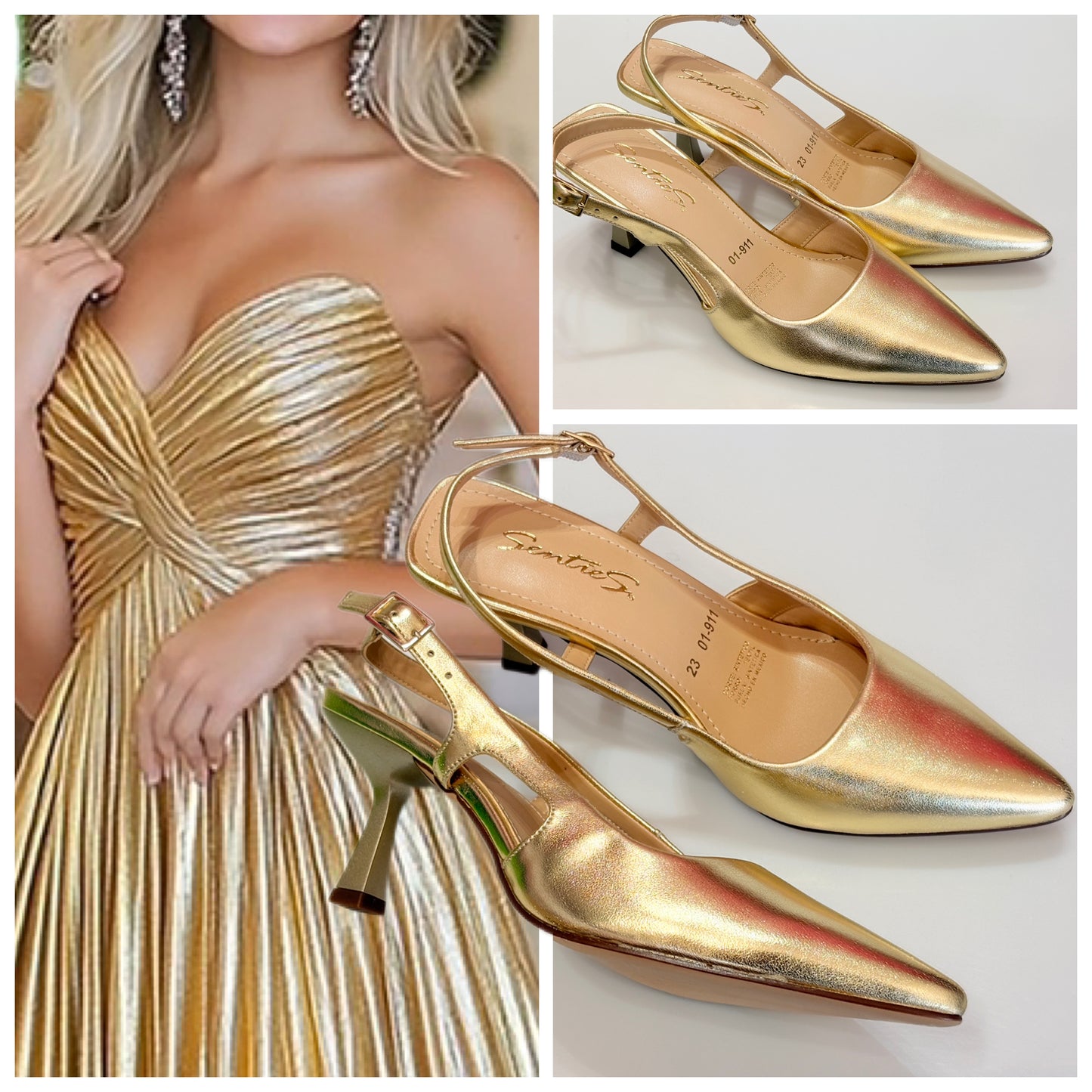 ZAPATILLA PUNTAL 911 SENTIES ORO METALICO