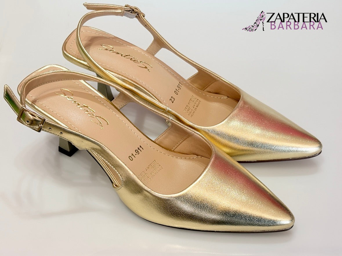 ZAPATILLA PUNTAL 911 SENTIES ORO METALICO