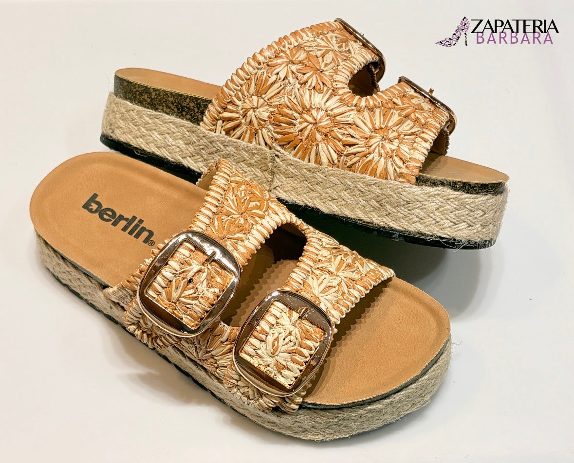 SANDALIA PLATAFORMA 927430 RAFIA/YUTE DOS HEBILLAS