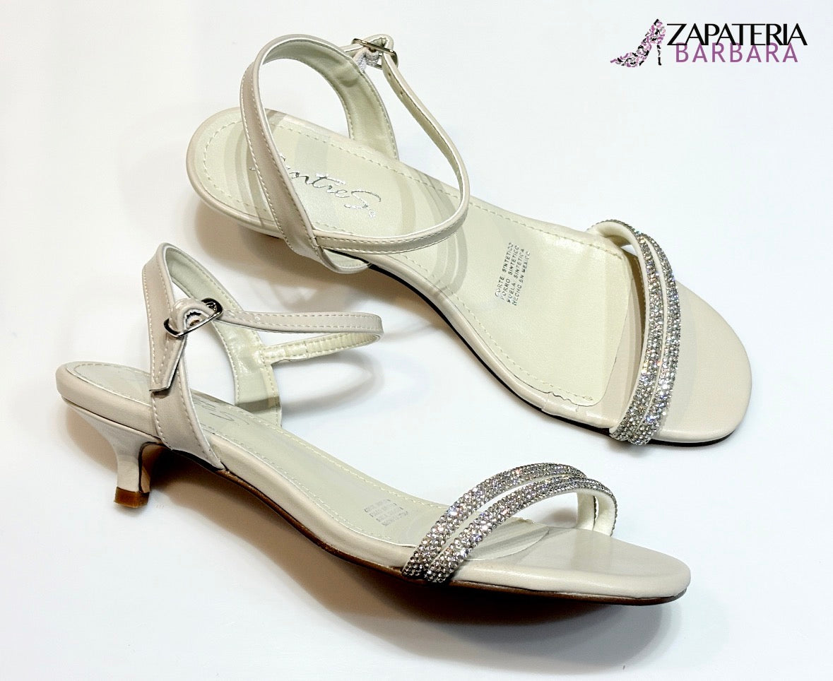 ZAPATILLA TACON MINI 344 SENTIES YESO BRILLOS PLATA