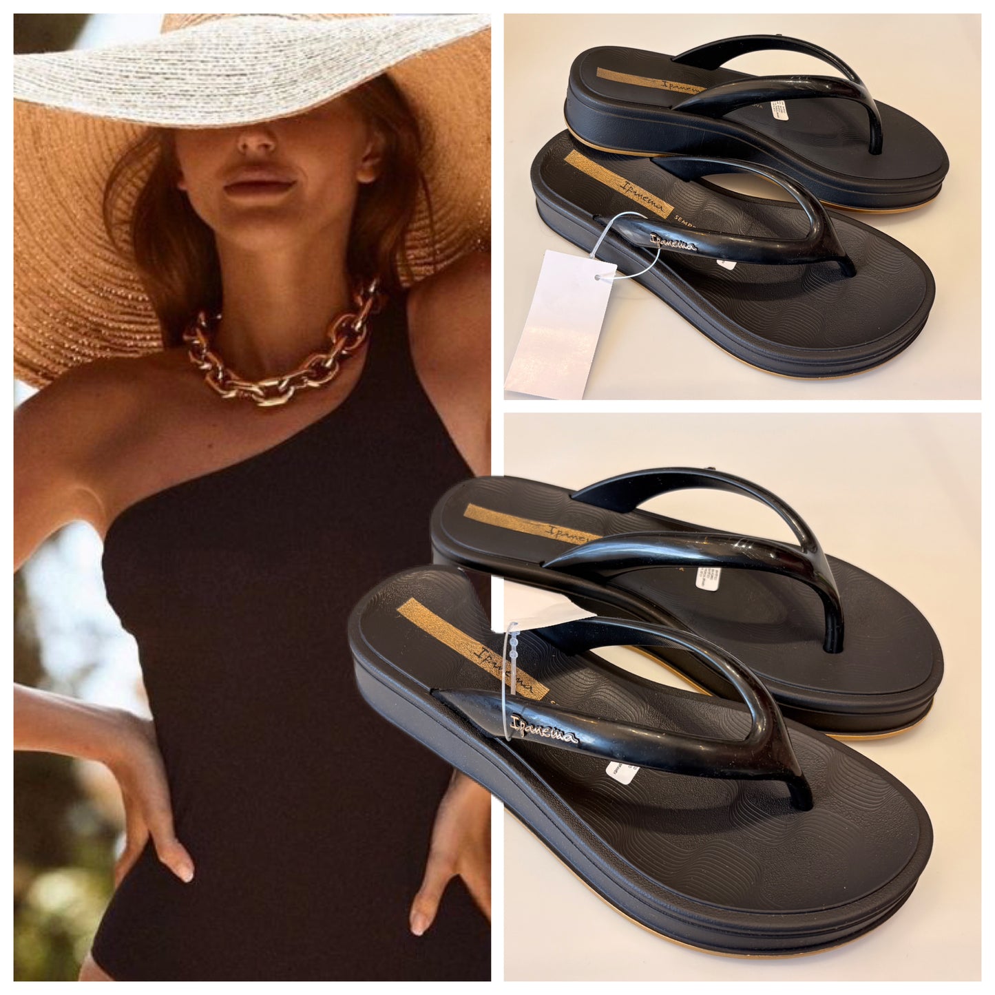 SANDALIA PLATAFORMA 27417 IPANEMA NEGRO/ORO