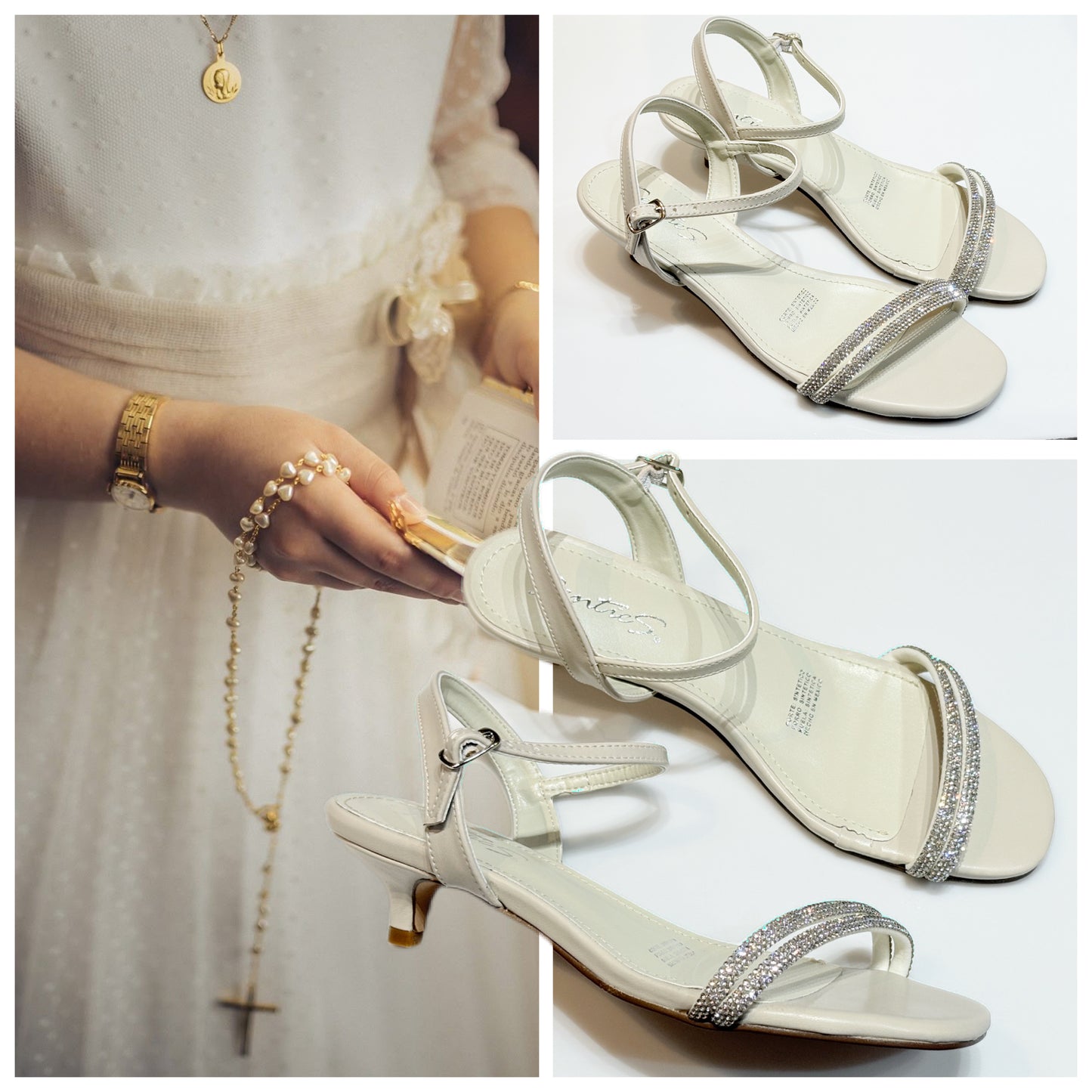 ZAPATILLA TACON MINI 344 SENTIES YESO BRILLOS PLATA
