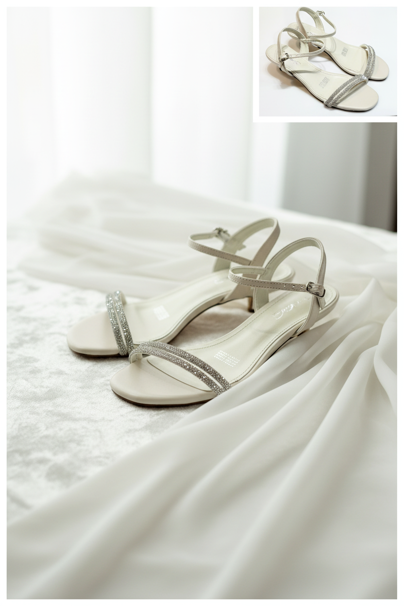 ZAPATILLA TACON MINI 344 SENTIES YESO BRILLOS PLATA