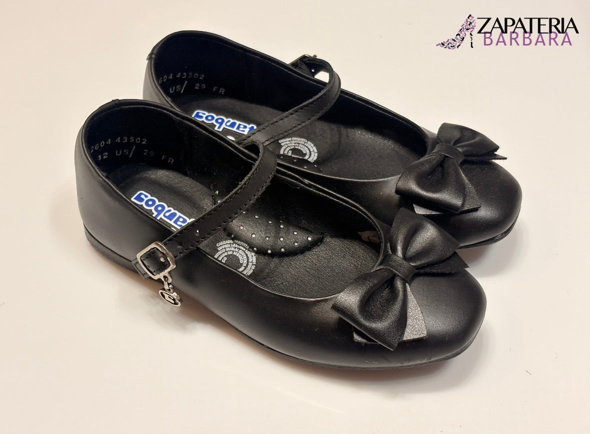 ZAPATO CON MOÑO 43502 COQUETA PIEL NEGRO