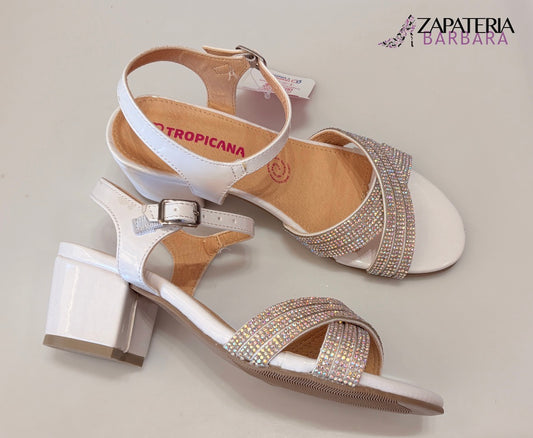 ZAPATILLA NIÑA 592008 TROPICANA CHAROL BLANCO