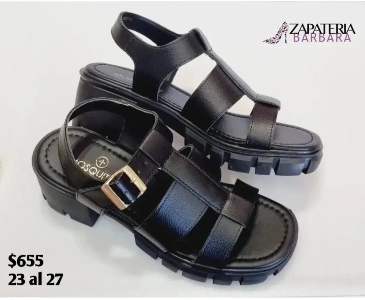 SANDALIA VINTAGE CON TACON MOSQUITOS 2101 NEGRO