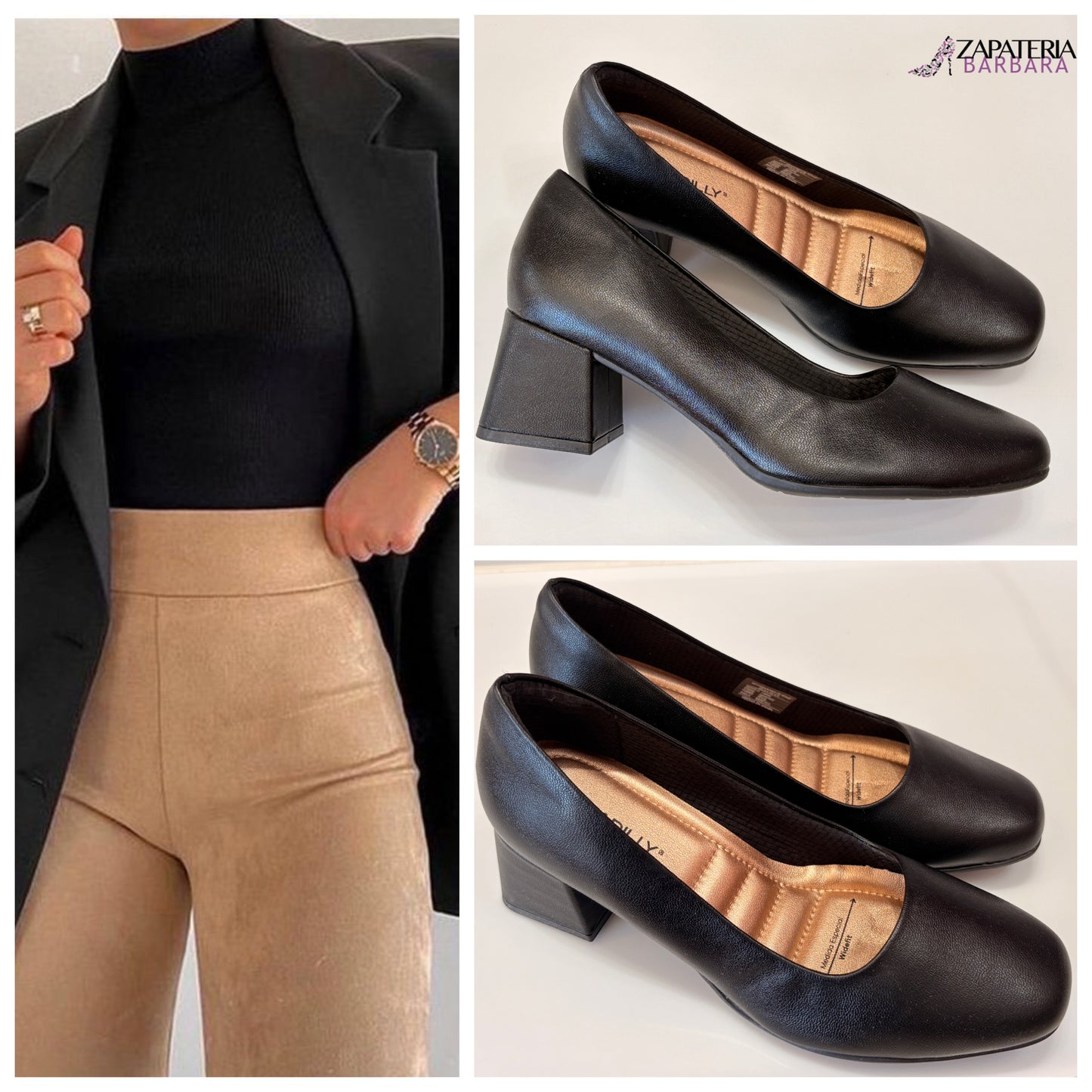 ZAPATILLA CERRADA PICCADILLY 748034 CUADRADA NEGRO
