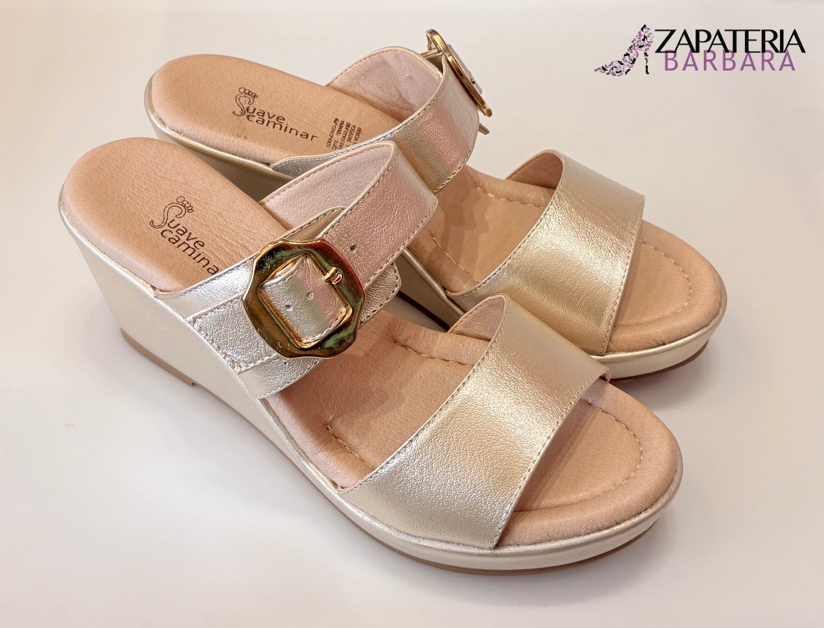 SANDALIA PLATAFORMA M-147 SUAVE CAMINAR PIEL MERCURIO