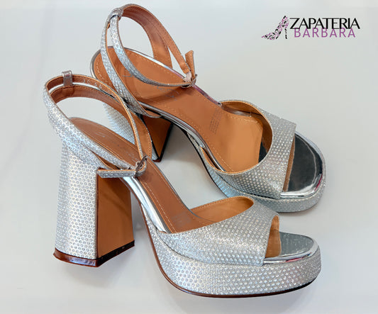 ZAPATILLA 146 SENTIES CANDY BRILLOS PLATA 10CM