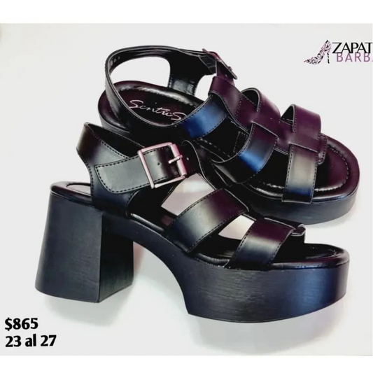 TACON SENTIES 863 PLATAFORMA TIRAS NEGRO