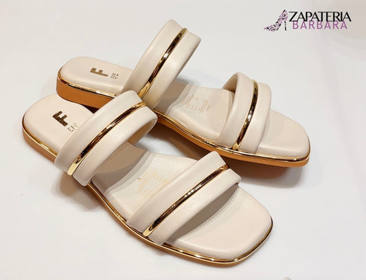 SANDALIA CRIS 165602 EFE BEIGE ACOLCHADA