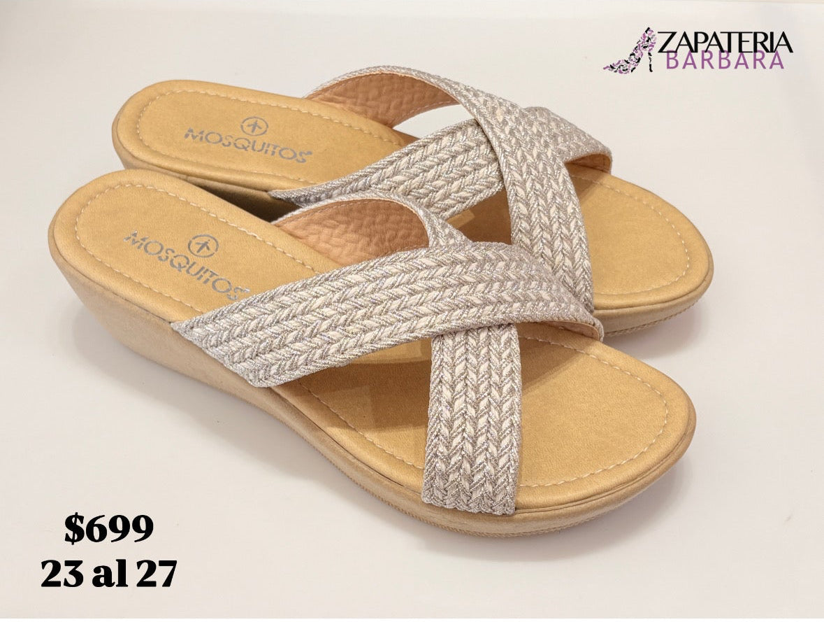 SANDALIA 2309 MOSQUITOS PLATAFORMA YUTE PLATA