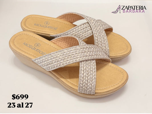 SANDALIA 2309 MOSQUITOS PLATAFORMA YUTE PLATA