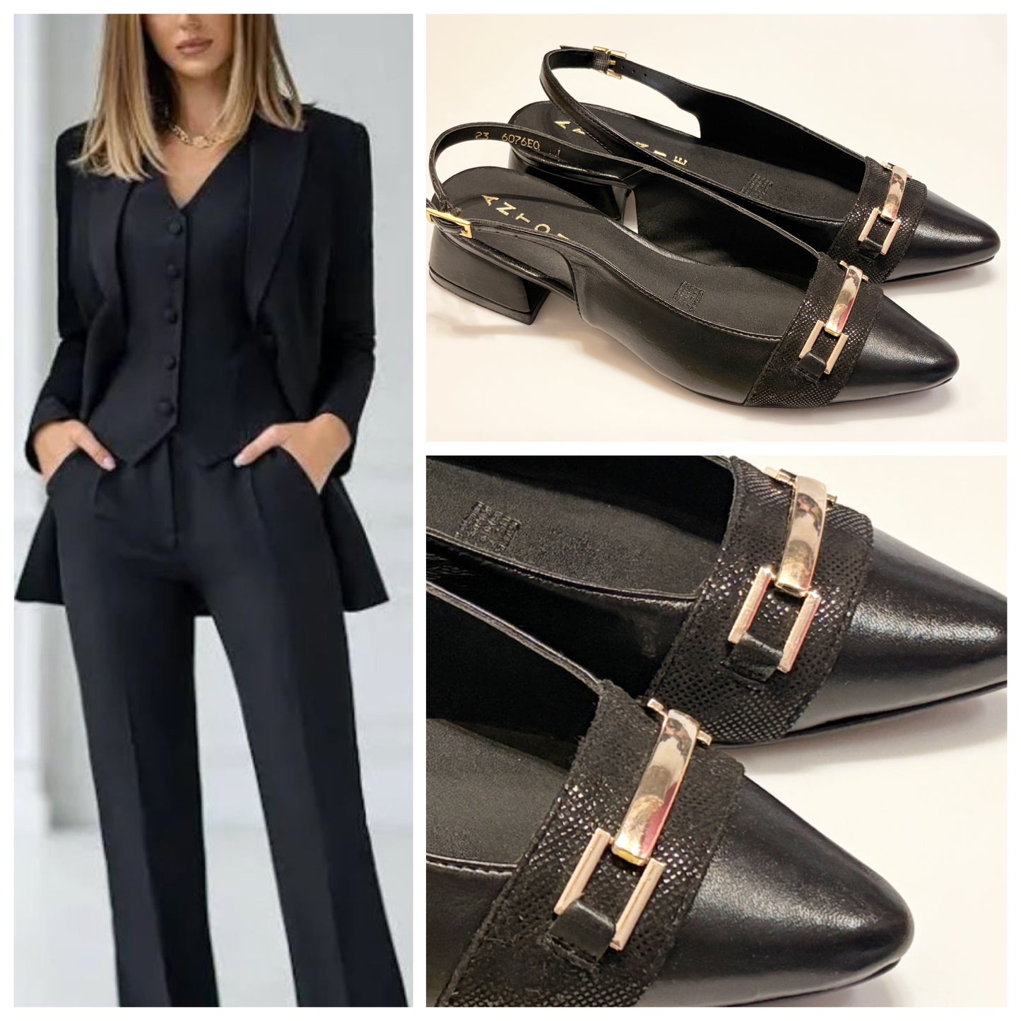 FLAT ANTONIE 6076 MINI TACON NEGRO CON HEBILLA