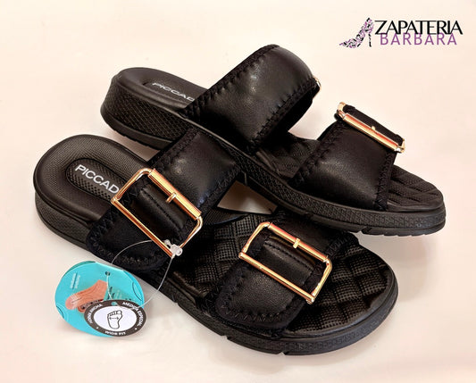 SANDALIA CONFORT 571020 PICCADILLY DOBLE VELCRO PETRO