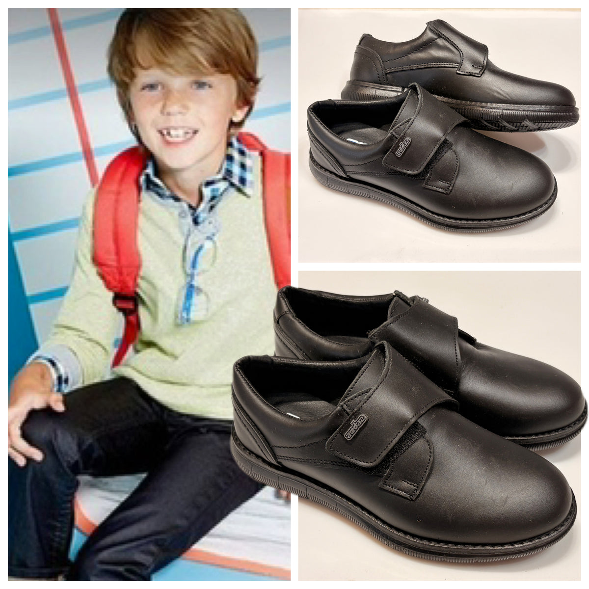ESCOLAR NIÑO 435504 CLASICO LISO NEGRO VELCRO