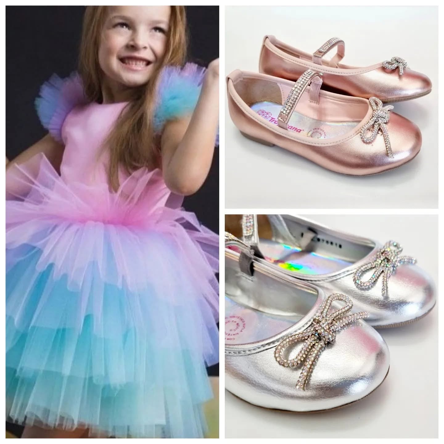 ZAPATO NIÑA 970018 TROPICANA CON MOÑO BRILLOS PLATA