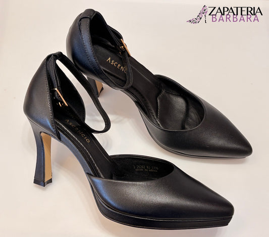 ZAPATILLA 26262 ASCENCIO PLATAFORMA PIEL NEGRO