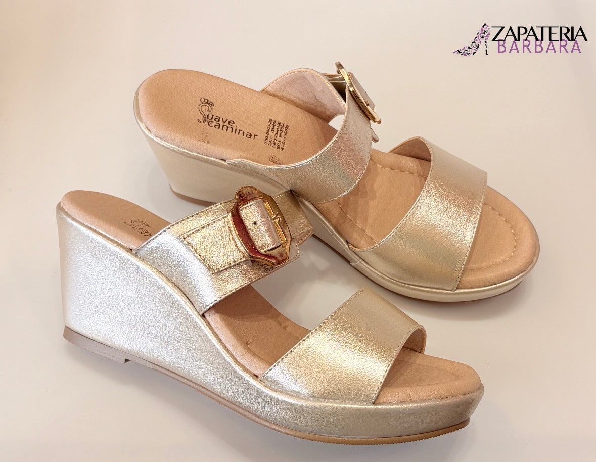 SANDALIA PLATAFORMA M-147 SUAVE CAMINAR PIEL MERCURIO