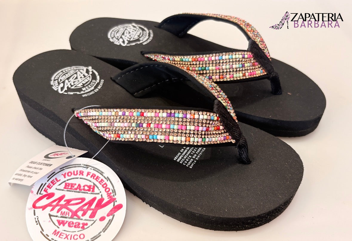 SANDALIA 7506 CARAY PLATAFORMA TABATA BRILLOS MULTICOLOR