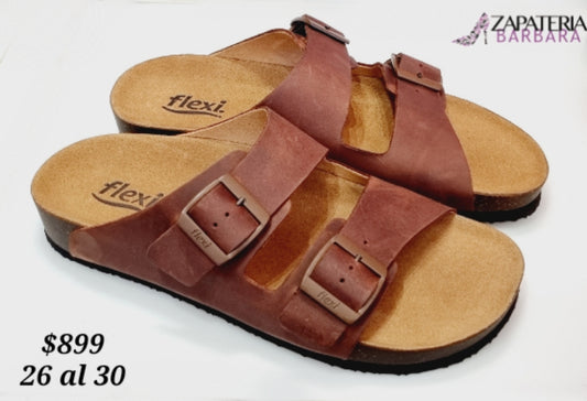 SANDALIA CABALLERO FLEXI 404203 HEBILLAS CAFE